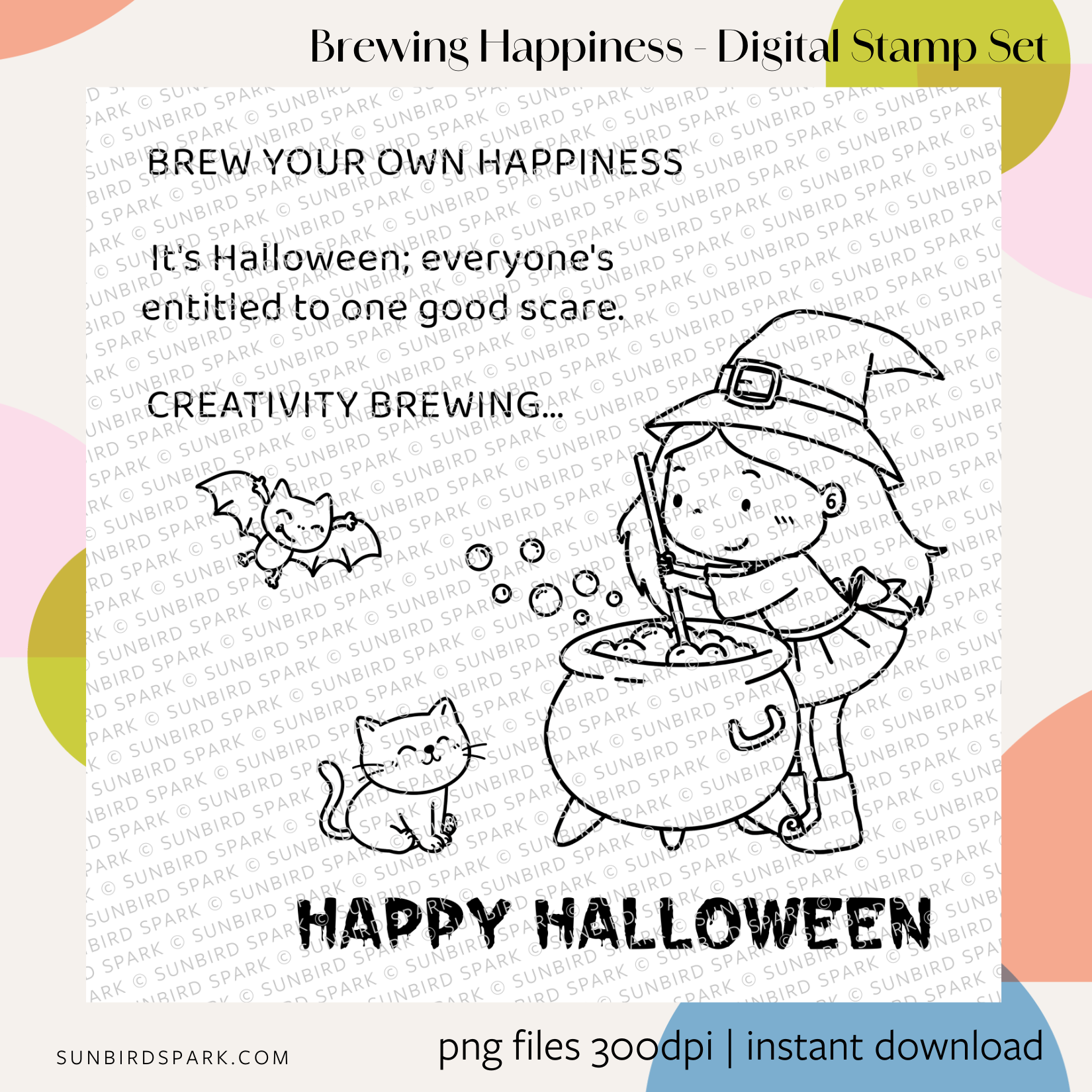 Brewing Happiness - Digital Stamp