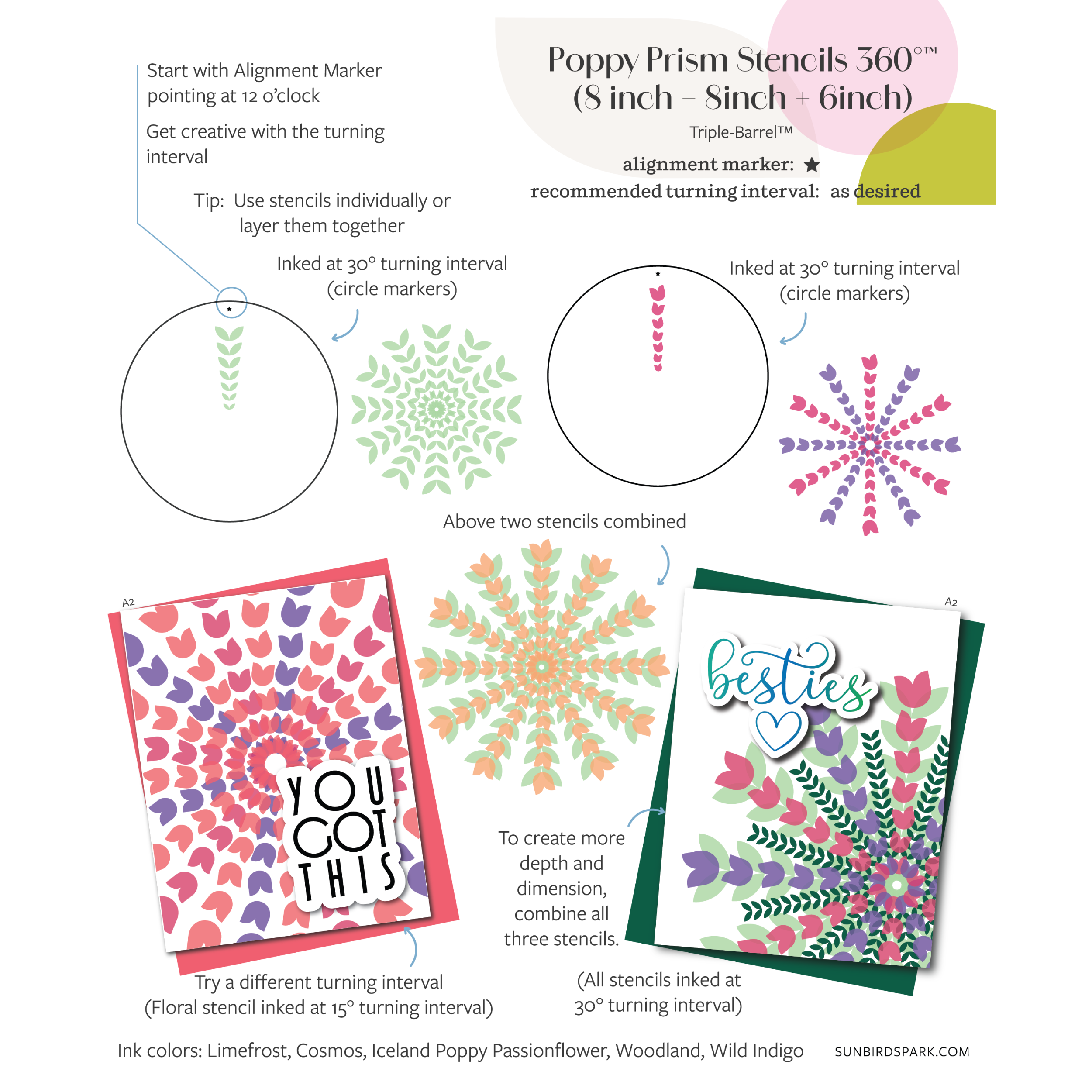 Poppy Prism Stencils 360°™ (8"+8"+6")
