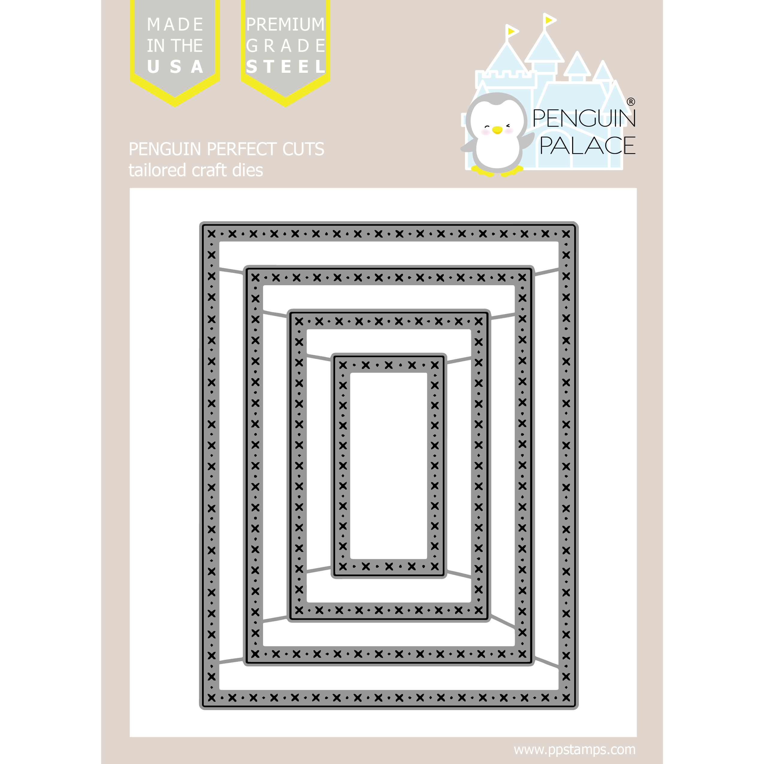 Cross Stitched and Dots Large Rectangle Overlays - Stand-Alone Die