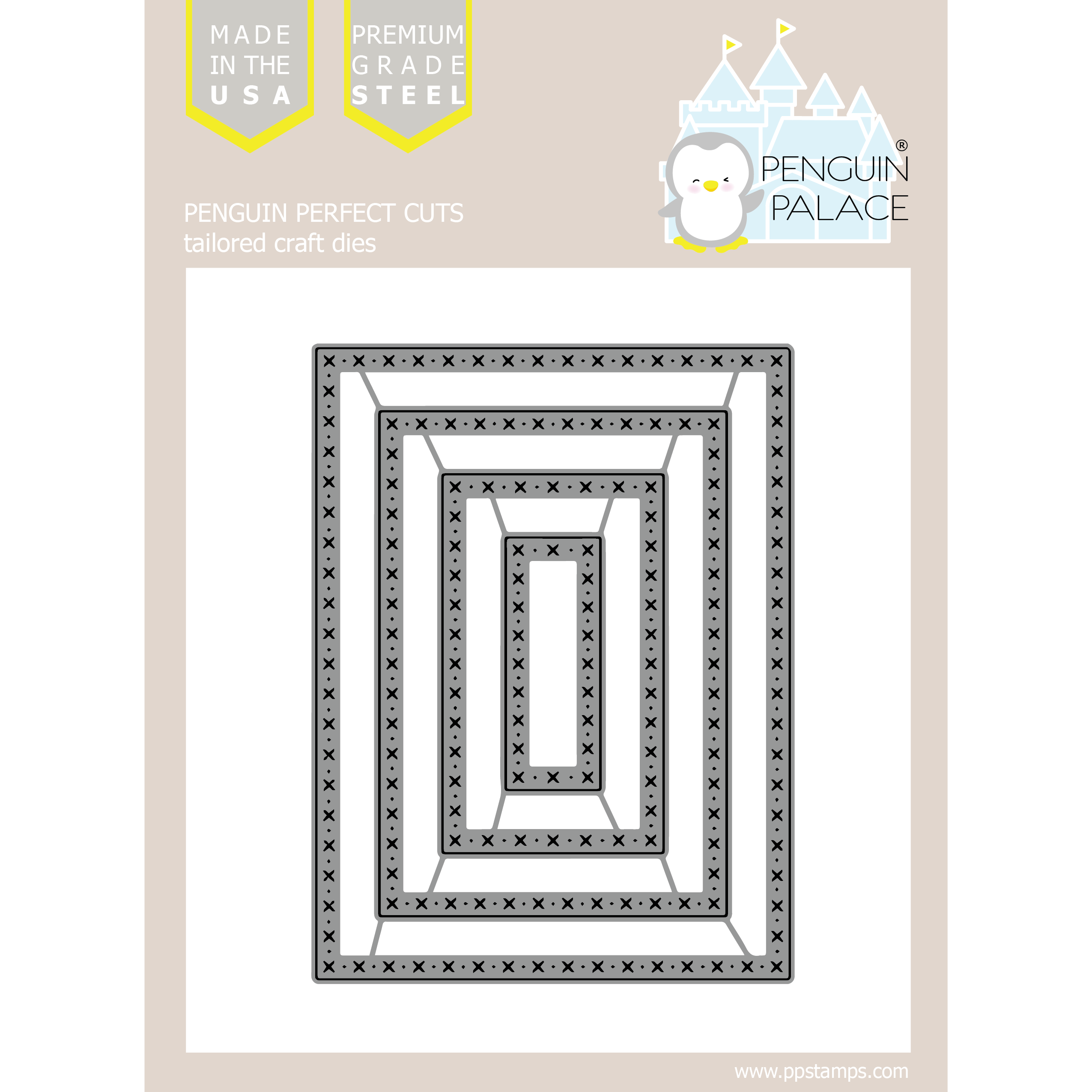 Cross Stitched and Dots Small Rectangle Overlays - Stand-Alone Dies