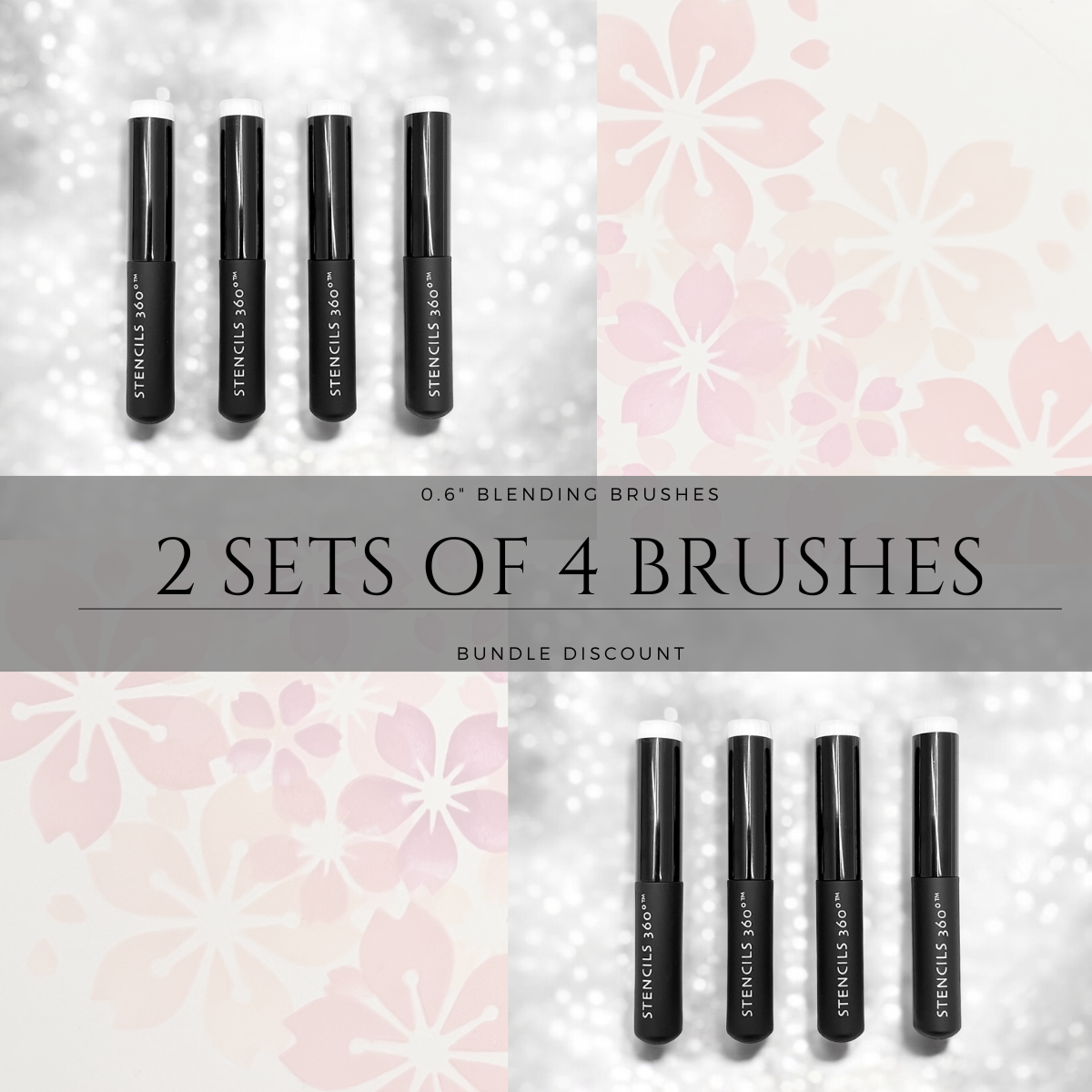 0.6" Blending Brush Bundle (2 Sets of 4 Brushes)