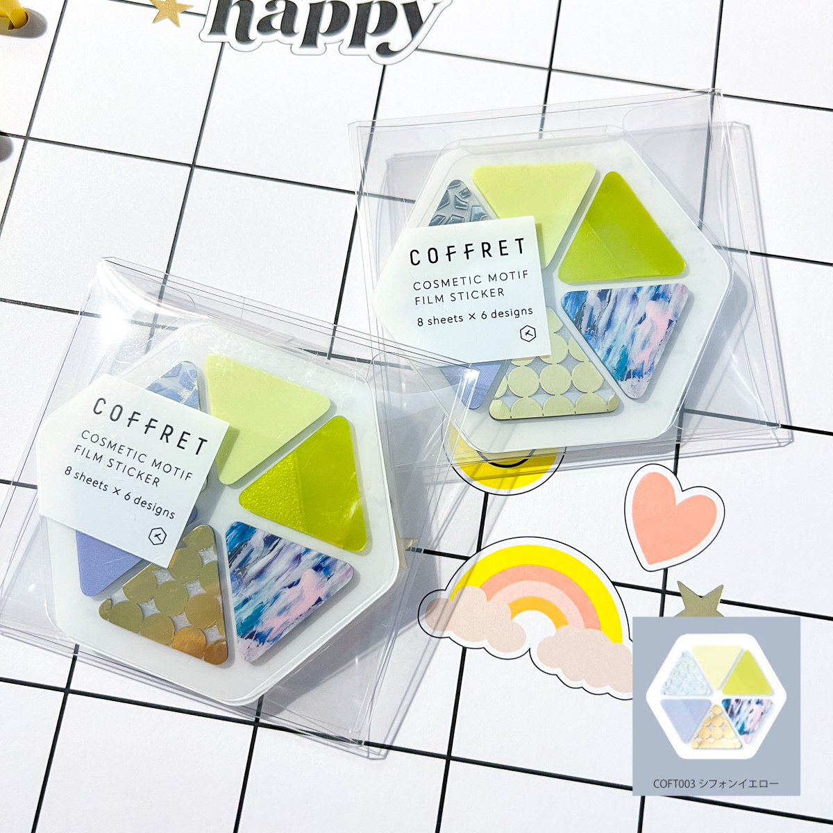 Cosmetic Motif Film Sticker Embellishment - TRIANGLE Chiffon Yellow