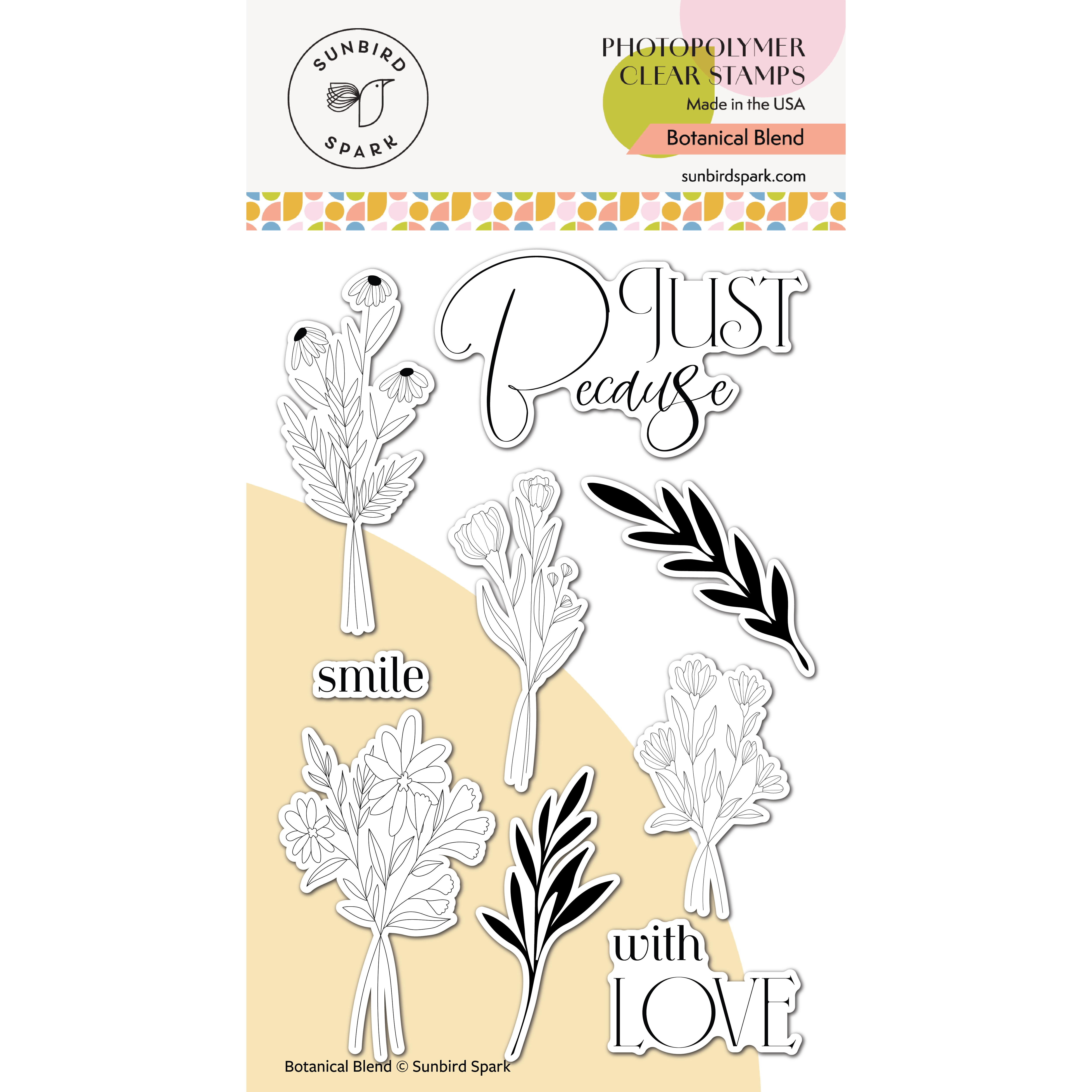 Botanical Blend clear stamp set with floral bouquets and sentiments
