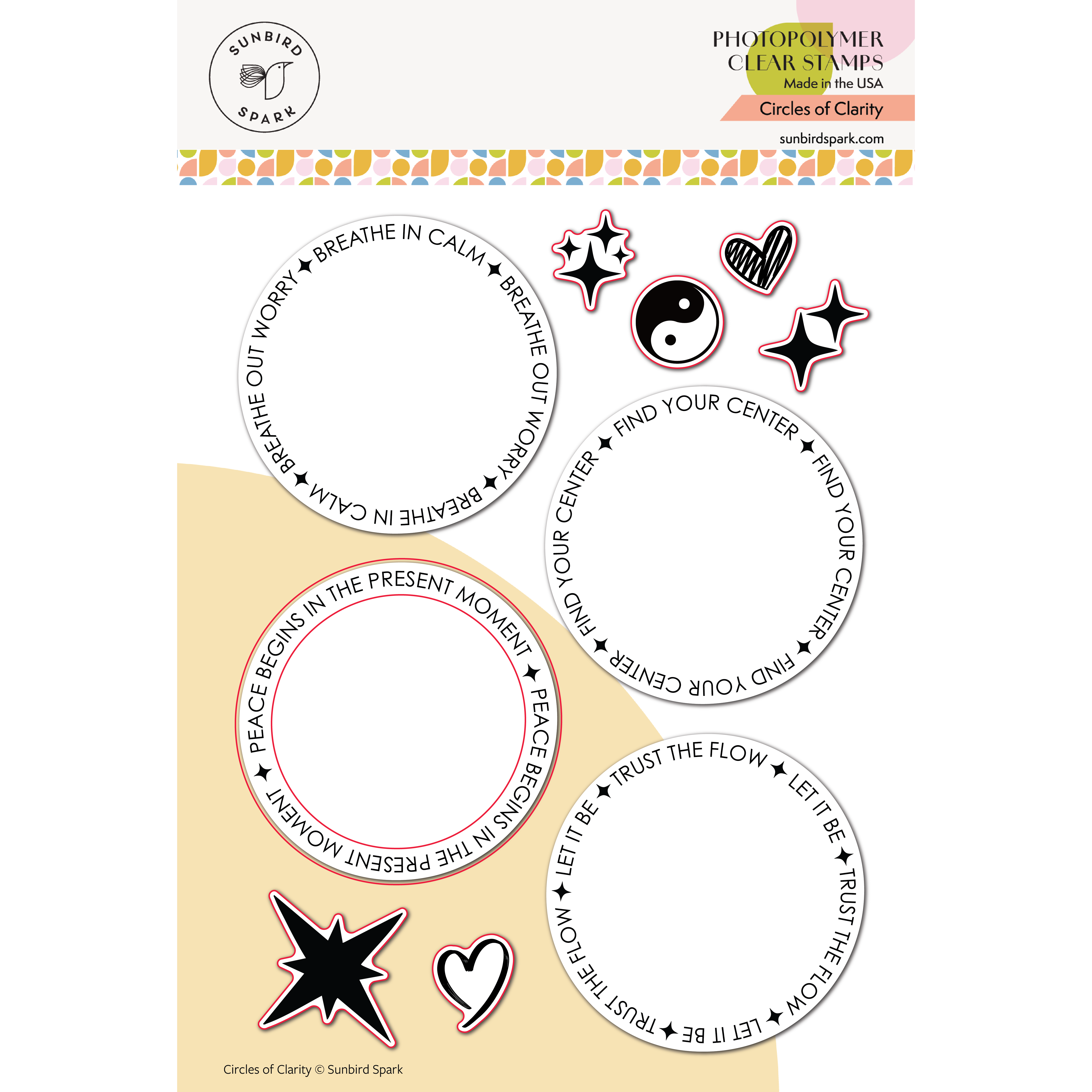 Precision steel dies designed to coordinate with the Circles of Clarity Clear Stamp Set for beautifully detailed paper crafting projects.