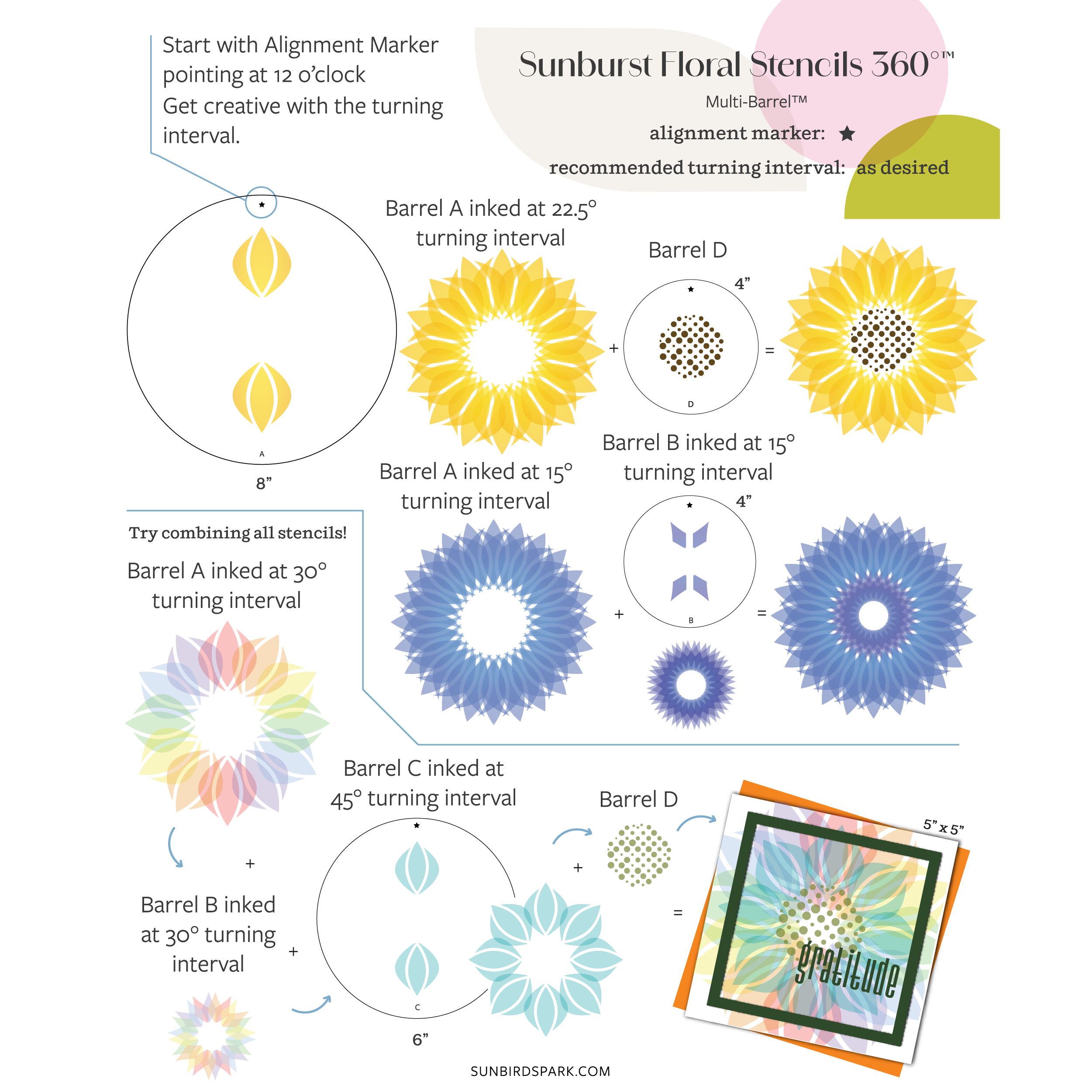 Sunburst Floral Stencils 360°™