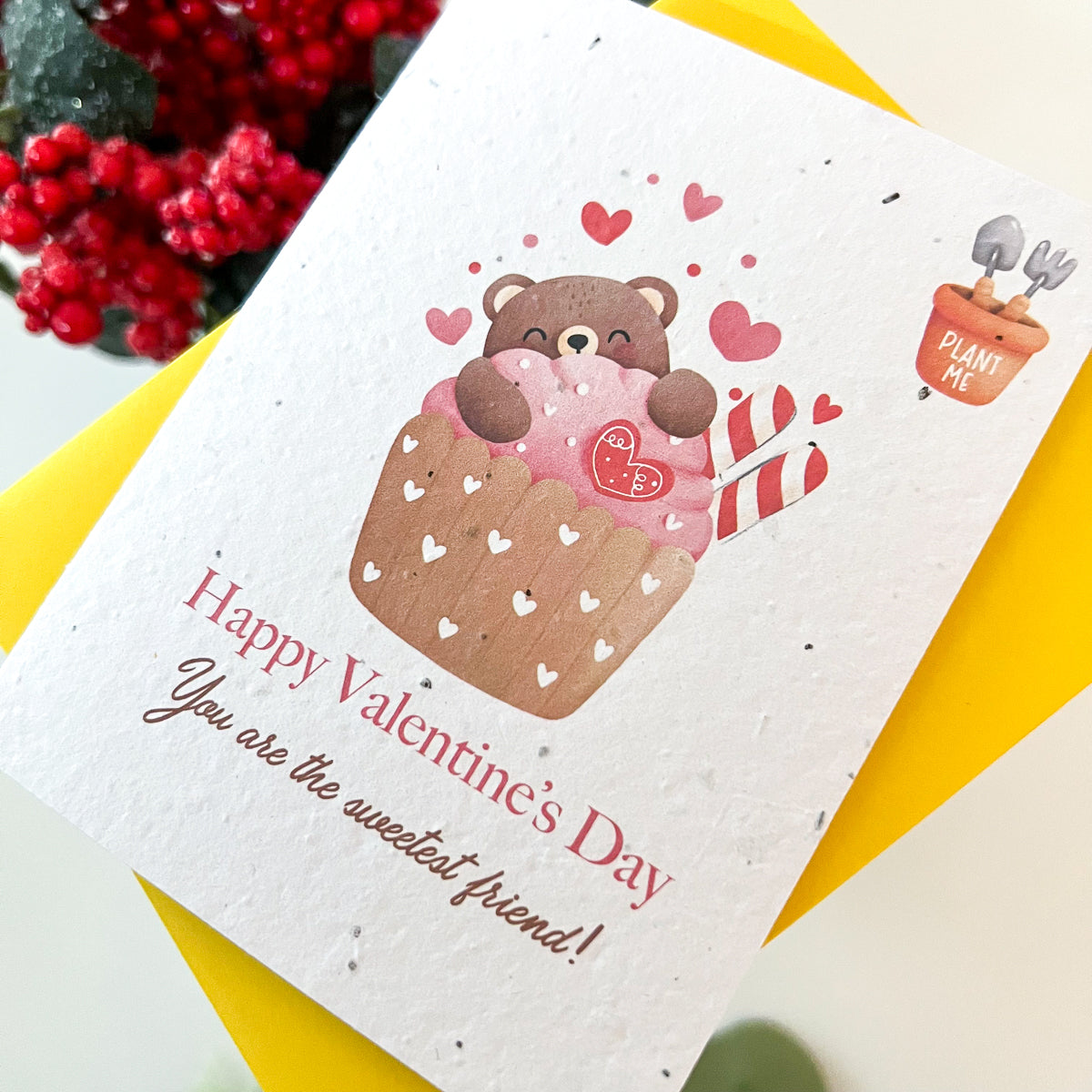 Plantable Seed Card - Happy Valentine's Day - You Are the Sweetest Friend