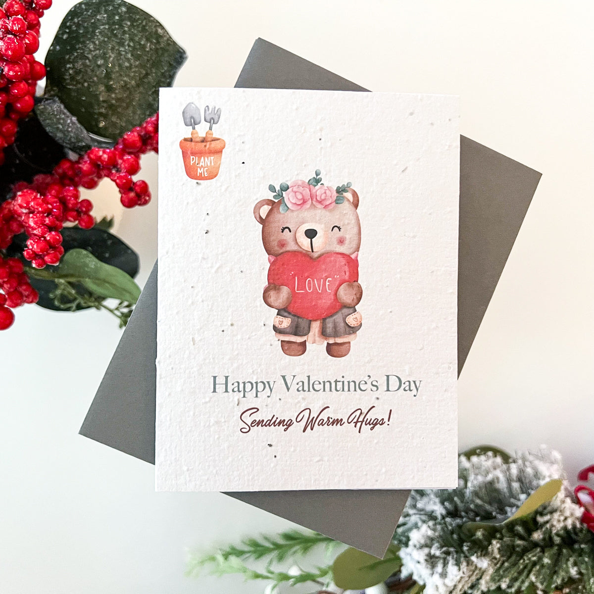 Plantable Seed Card - Happy Valentine's Day - Sending Warm Hugs